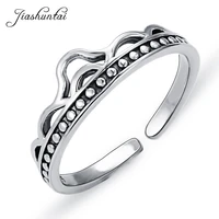jiashuntai 100 925 sterling silver rings for women princess crown romantic wedding ring trendy fine jewelry adjustable