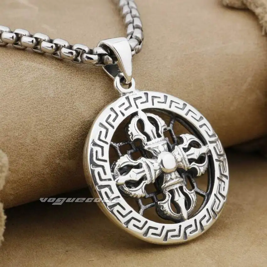 925 пробы Серебряный Тибетский Ваджра Дордже Кулон Мужской байкер рок панк стиль