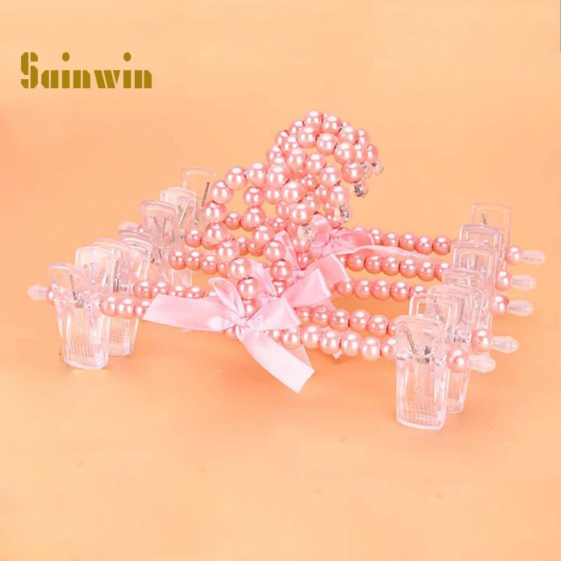 Sainwin 10 шт./лот 25 см детские вешалки детские жемчужные пластиковые вешалки для штанов зажимы вешалки для одежды