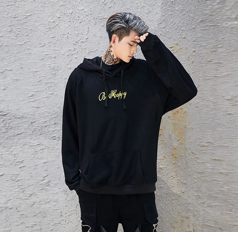 Us size S-XL Usa Men Hoodies Sweatshirts Smile Print Patchwork Headwear Hoodie Hip Hop Streetwear Clothing Streetwear L255