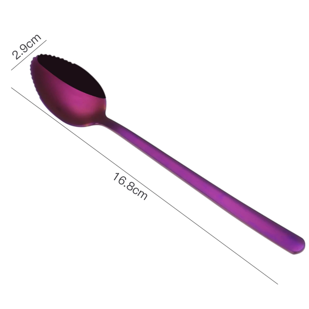 purple Радужные кофейные ложки с длинной ручкой из нержавеющей стали, набор ложек для смешивания холодных напитков, фруктов, мороженого, десертов, чайных ложек, питьевых инструментов - Цвет: purple