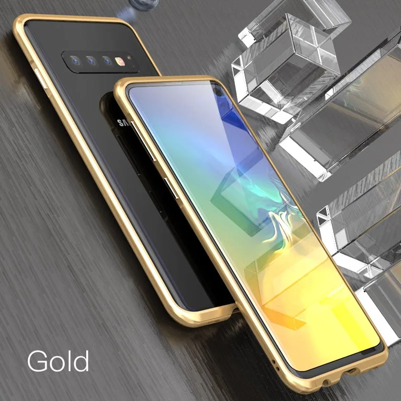 Gold Изогнутый металлический чехол-бампер LUPHIE для samsung Galaxy S10 Plus S10e, алюминиевый бампер для samsung S10 Plus S10e, роскошный чехол s - Цвет: Gold