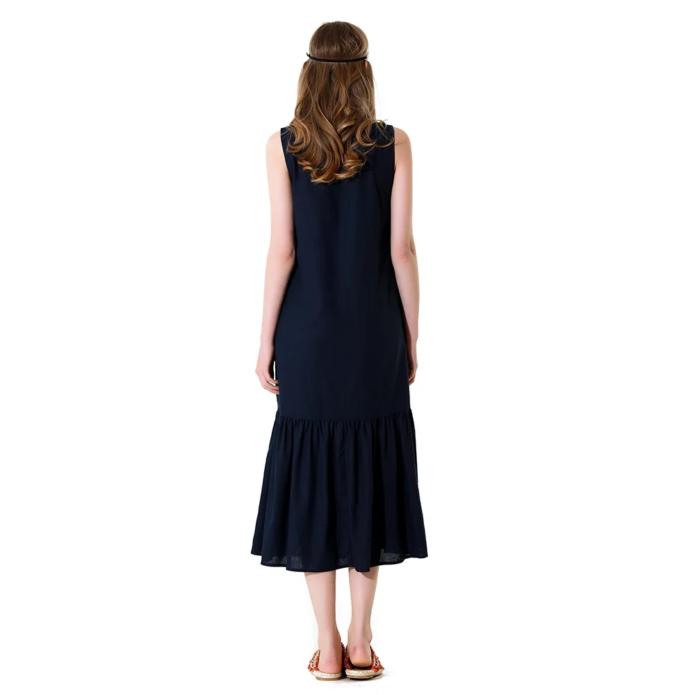 Женские богемные платья макси без рукавов на тонких бретелях Длинные