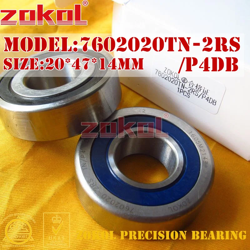 Осевой шаровой подшипник zokol 7602020 TN 2RS P4DB C 760204 2RSDB 20*47*14 мм|bearing bearing|bearing angularbearing axial |