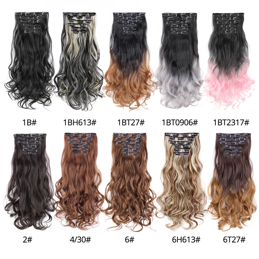 Leeons Synthetic Hair16 Clips In Hair Extension Body Wave 22