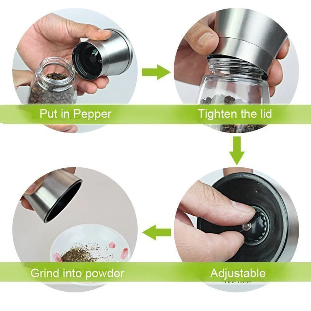 Кухонная мельница для соли и перца 6 унций из нержавеющей стали шейкеры простая в