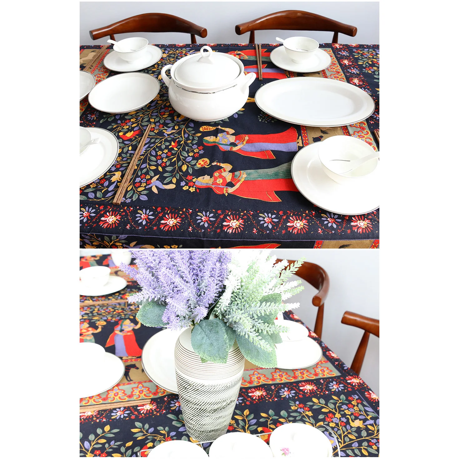 Скатерть Этническая хлопковая льняная крышка стола прямоугольная