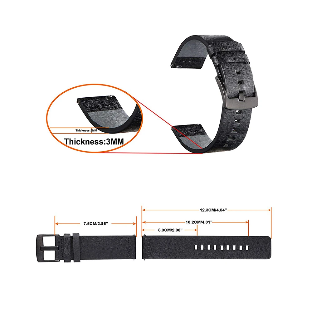 DKPLNT черный ремешок для часов из натуральной кожи для xiaomi huami amazfit 2 ремешка 22 мм ремень для samsung gear S3 Frontier/Classic