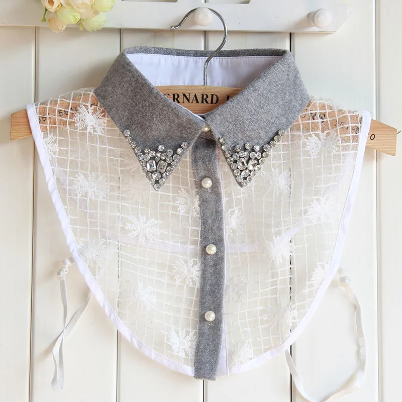 

Fashion Silk Shirt Off The False Collar Blouses Necklaces Female Fashion Diamond Is Gotten Fake Collar Shirt Drop Shipping