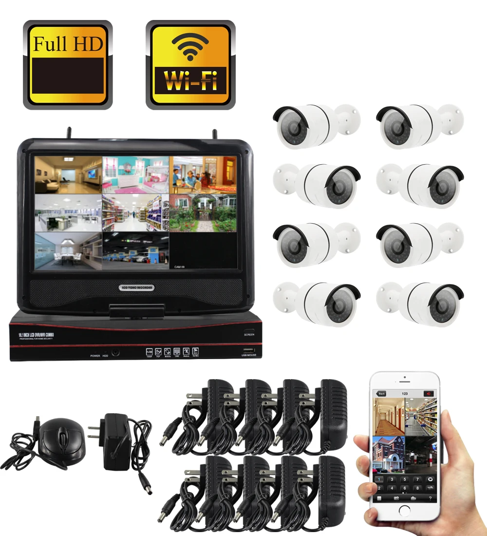 960P Беспроводной NVR комплект 10 &quotЖК-монитор 1.3MP Wifi IP камера Аудио CCTV домашняя