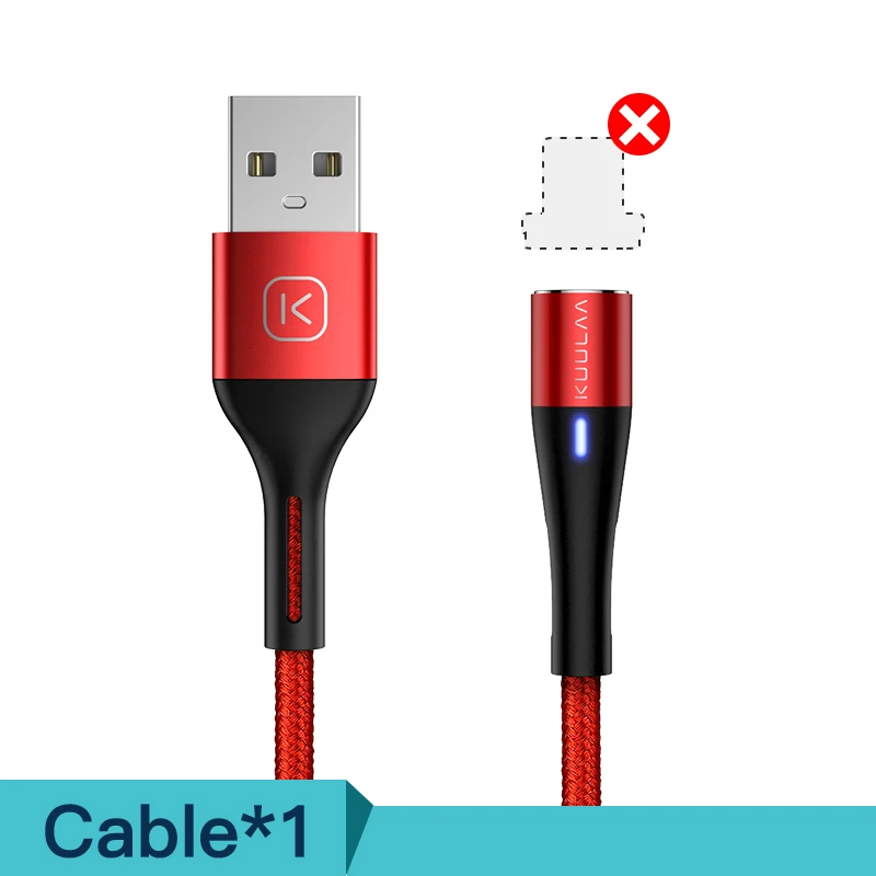 KUULAA Магнитный кабель Micro USB C 3A быстрый зарядный Адаптер для iPhone Samsung XiaoMi Зарядное устройство Магнитная Быстрая зарядка USB Type-C шнур - Цвет: Red Cable