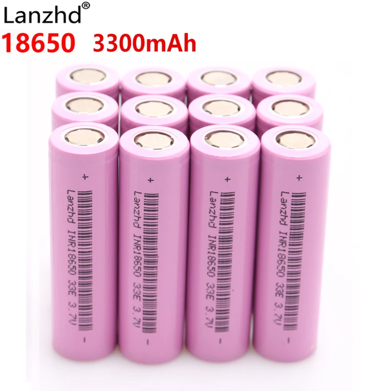 

12 шт., литий-ионные аккумуляторные батарейки 3,7 в 18650, 3300 мАч, 30 А