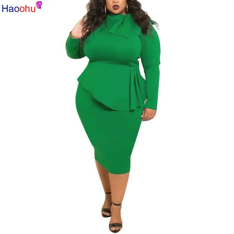 

HAOOHU Sexy Party Dress Women 2018 Autumn Ruffle Long Sleeve Back Zip Elegant Bodycon Dress Black Blue Red Pencil Dresses