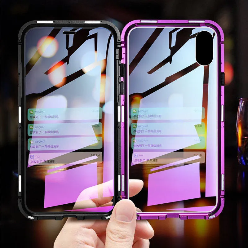 Чехол для Apple iPhone X XR XS Max 7 8 Plus магнитный двухсторонний чехол телефона из
