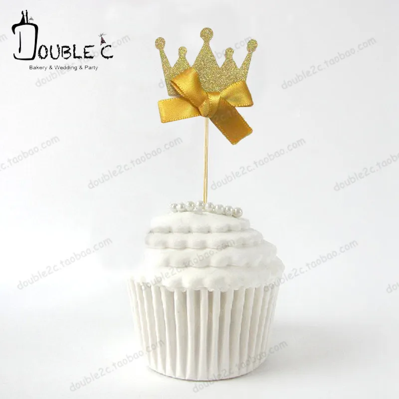 

Glitter Royal Crown Cupcake Topper 48pcs/lot Girls Birthday Party Muffin Cake Picks,Baby Show Topper Decoration