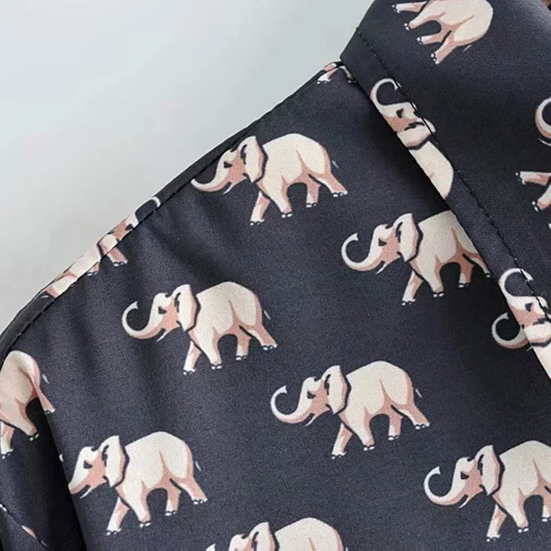 Женские рубашки с принтом слона весна осень 2019 блузы коротким передом и длинной