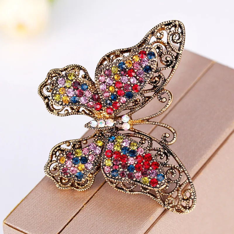 Tengmaxi Винтаж Дизайн Шинни Кристалл Rhinestone Бабочка Броши для женское платье Шарф