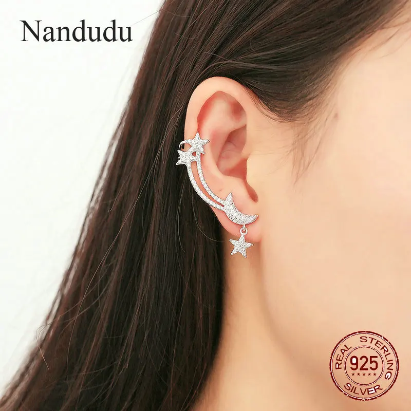 Nandudu 100% 925 пробы серебряные серьги-клипсы высокого уровня кубический циркон