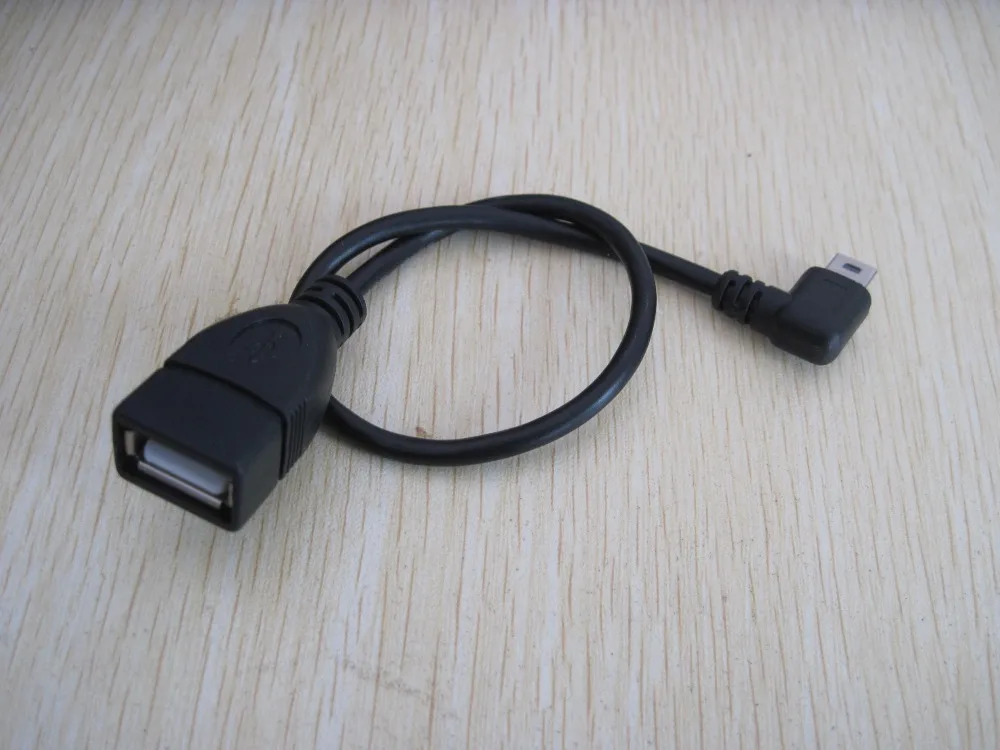 5 шт./лот 90 градусов левый угол мини USB B папа USB2.0 2 0 Женский хост OTG кабель для