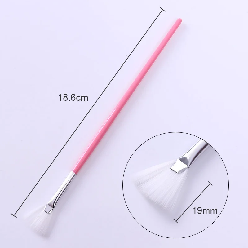 1 шт. Веерная форма щетка для ногтей удаления пыли розовая ручка очистки