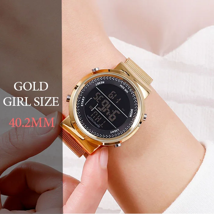 Gold Women Size Relogio Feiminio, цифровые часы, женские, Роскошные, розовое золото, женские, мужские, спортивные часы, светодиодный, электронные, наручные часы, водонепроницаемые, reloj mujer - Цвет: Gold Women Size