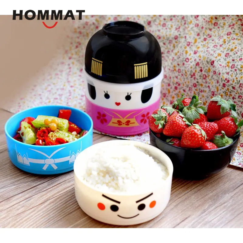 Hakoya Гейша кукла каваи японский милый Bento Box Ланч-бокс для детей кемпинг мультфильм контейнер еды миски Ланчбокс Сумка BPA бесплатно