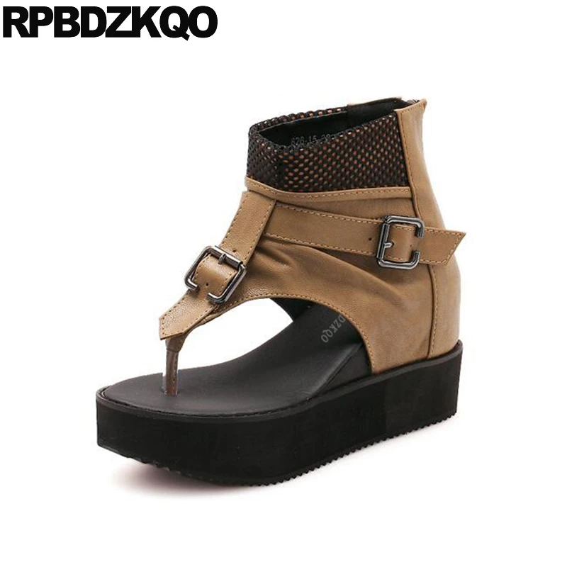 Высота увеличена коричневый ботинки на платформе дешево удобный металл обувь