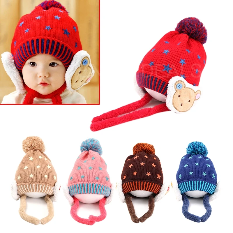 Новая модная детская шапка теплая с ушками на осень и зиму 5 цветов Кепка ушам