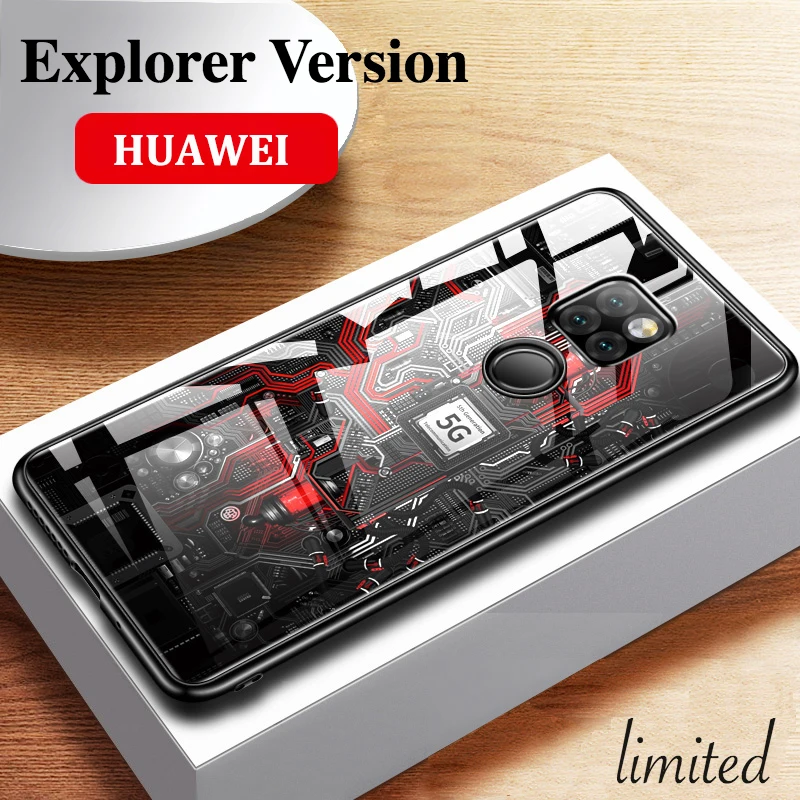 GFAITH For HUAWEI P30 Pro Case Explorer Design Tempered Glass Cover MATE 20 PRO Lite Y9 2019 Y7 Y6 | Мобильные телефоны и