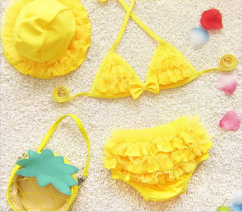 Купальный костюм Детский купальник для девочек Милый из трех предметов