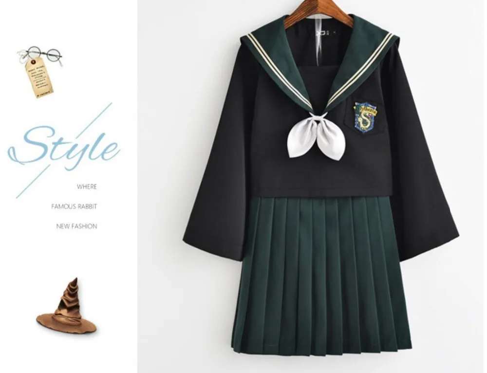 College of Magic and dark green big sleeve soft girl uniform female JK autumn school sailor college wind jkx126 | Тематическая