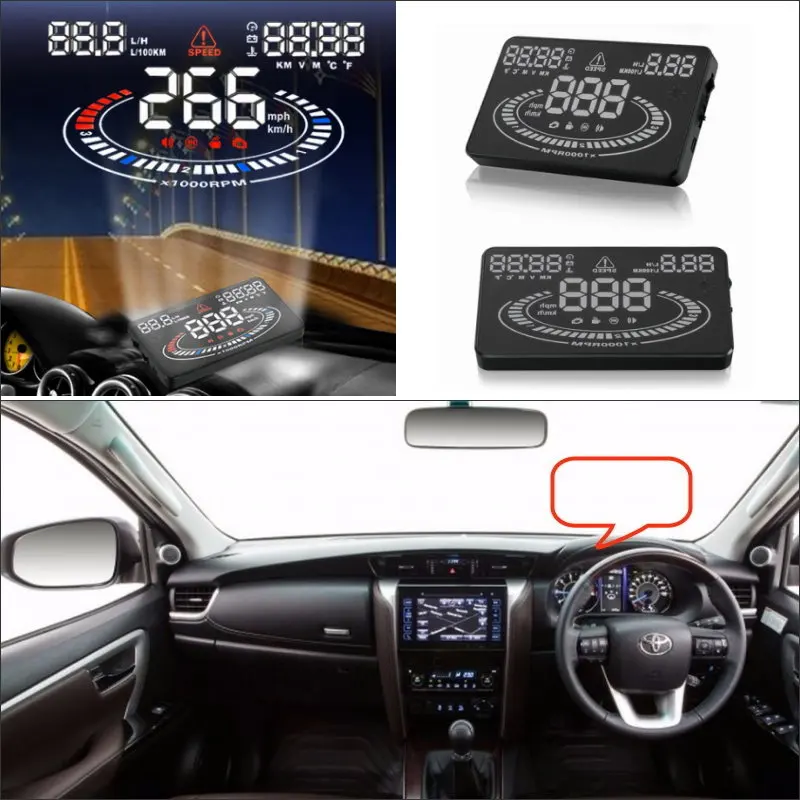 For Toyota Fortuner/Hilux/Tacoma 2015 2016 Auto Electronic Accessories Car HUD Head Up Display Safe Driving Screen Film
