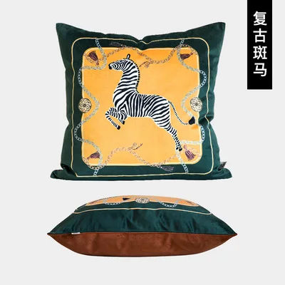 3 Диванные подушки с рисунком животных, наволочка Зебра Decorativos, рекомендуемый Европейский Стиль, роскошный Ретро бархатная наволочка - Цвет: 3