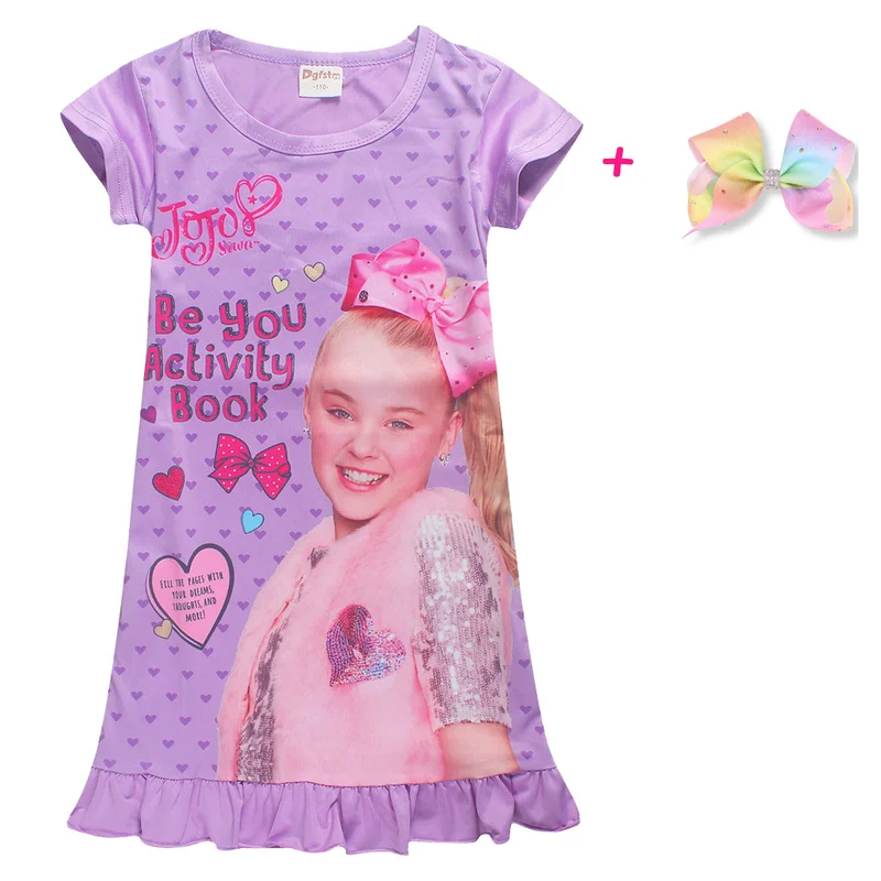Платье для девочки Новинка модное платье принцессы Jojo Siwa + Бант ночная рубашка