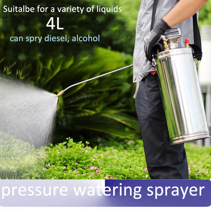 

4L Thick stainless steel Manual sprayer Agricultural pressure watering spray bottle Knapsack watering can