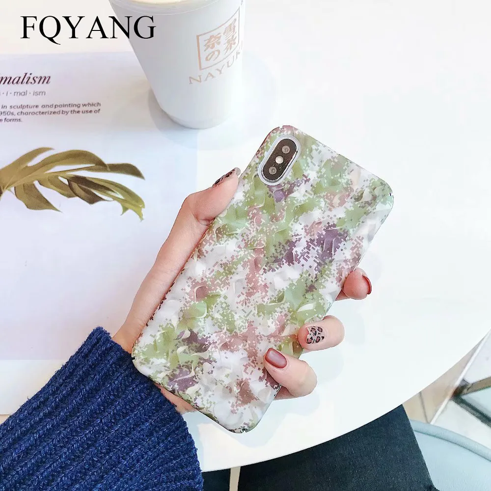 FQYANG светящийся чехол для iPhone X XR XS MAX Ретро мраморный 6 Plus 7 8 Жесткий Чехол ПК
