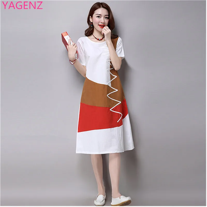 Женское платье летнее новое большой размер женское в длинном абзаце свободное с