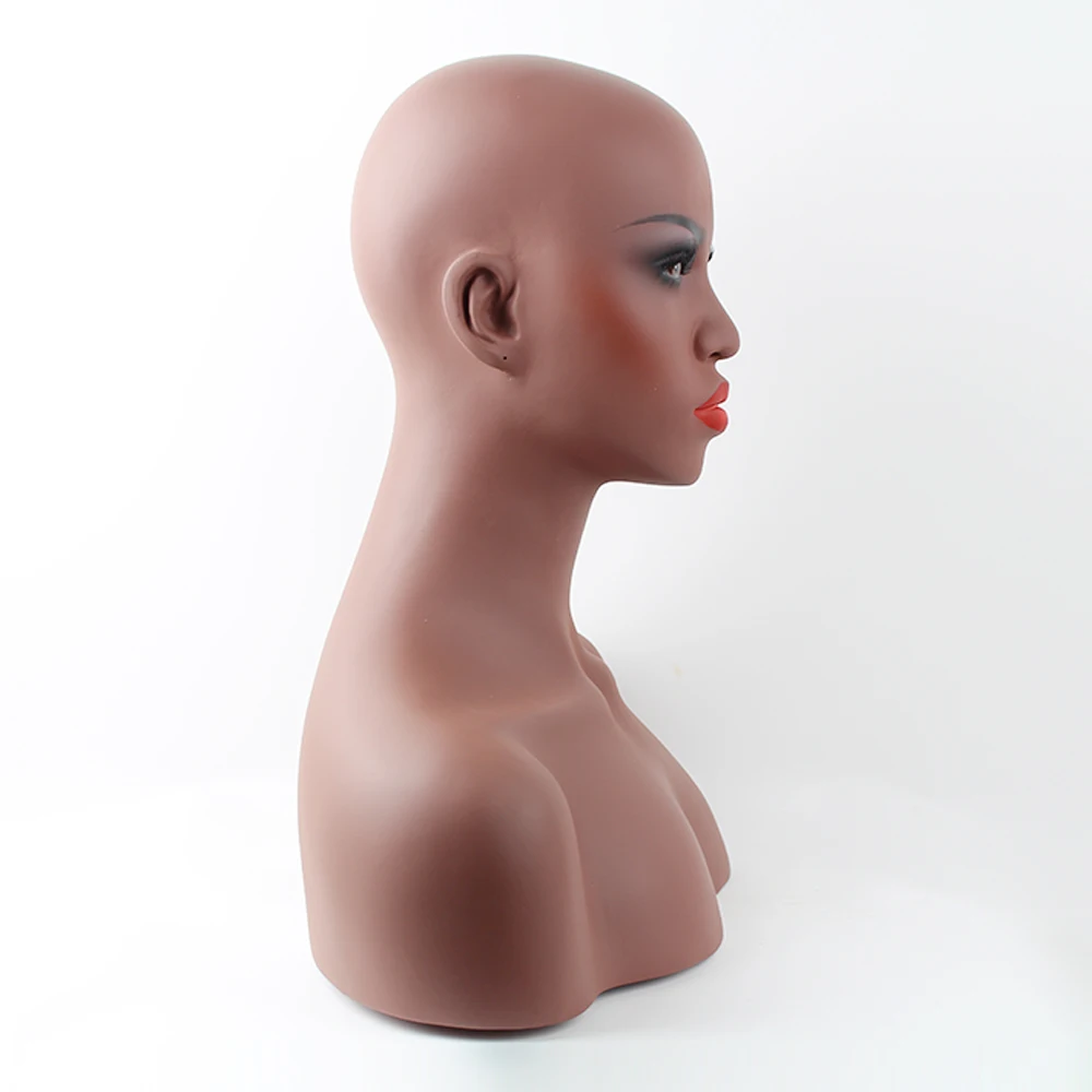 

Realistic Fiberglass Female African American Mannequin Dummy Head Bust For Wigs