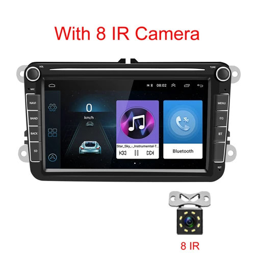 With 8 IR Camera Hikity Android 8,1 2 Din автомагнитола DVD Мультимедиа Видео плеер Универсальный Авто Стерео gps карта для Volkswagen GOLF 5 Golf 6 POLO - Цвет: With 8 IR Camera