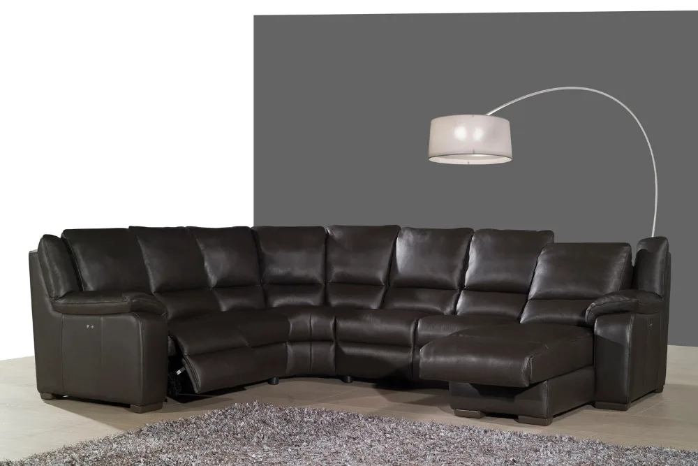 real leather sofa set living room sectional/corner home furniture couches functional headrest U shape recliner | Мебель