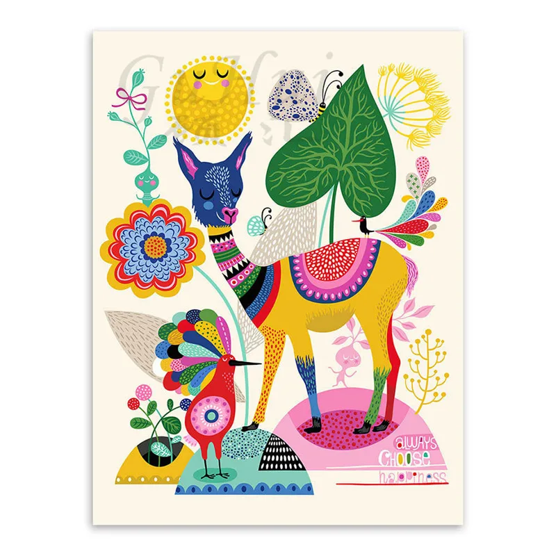 Цветная абстрактная картина овцы лося лошади животное холст без рамки диван фон