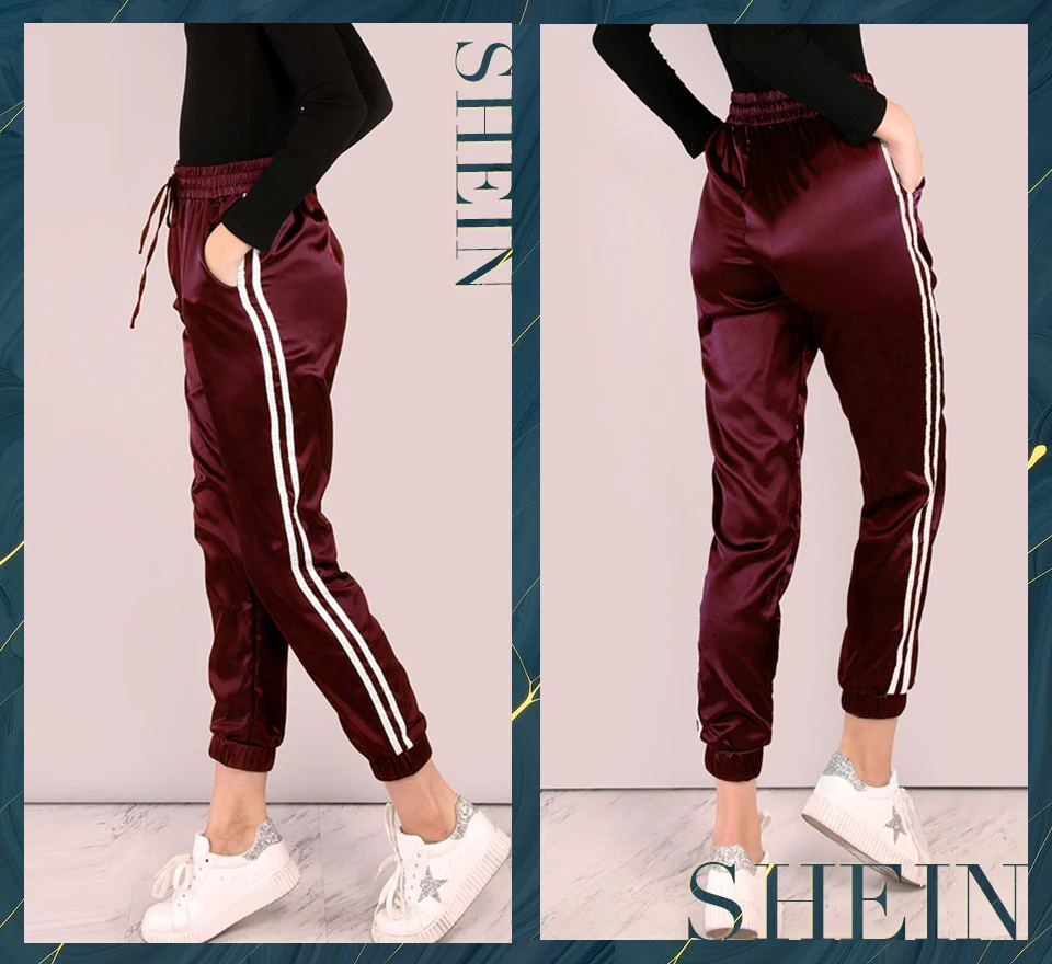 SHEIN Стильные Спортивные Брюки С Отделкой, Модные Спортивные Брюки С Полоской Сбоку