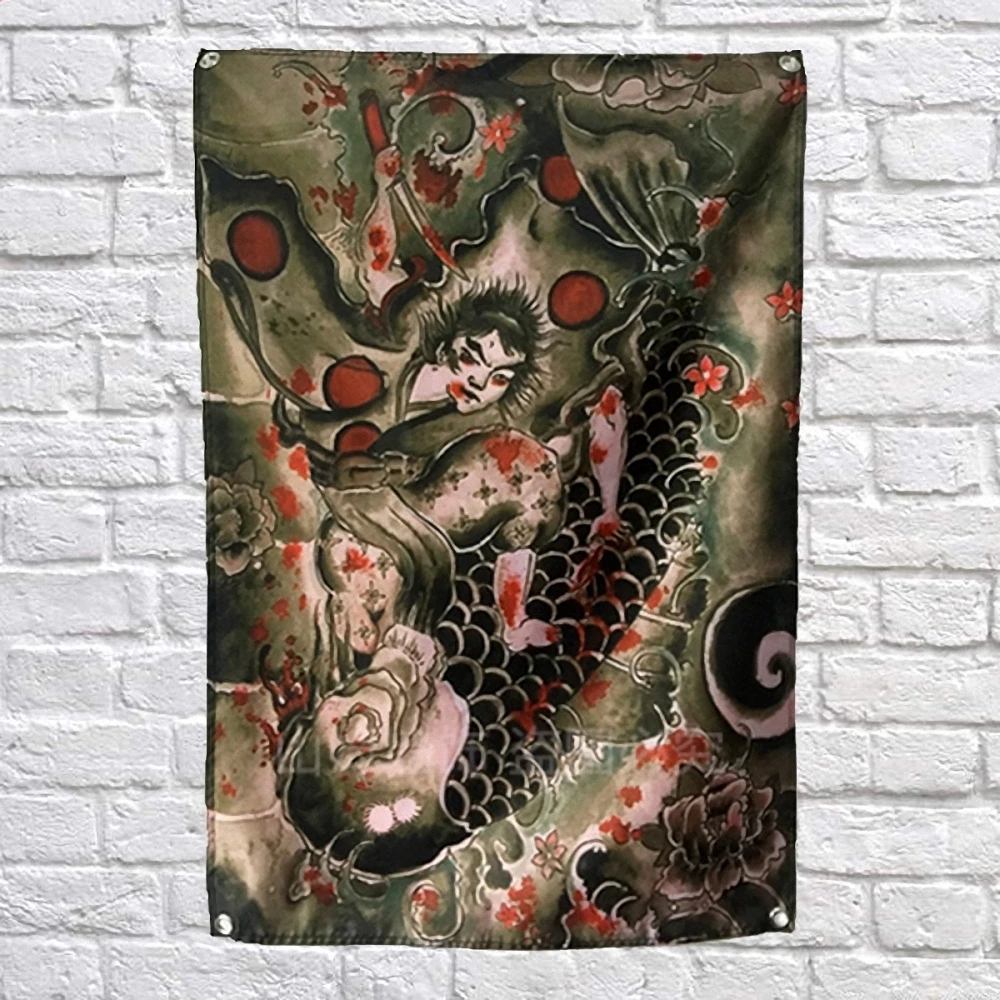 Японские татуировки ukiyo e Warrior баннеры для баннеров тканевых флагов|Флаги и