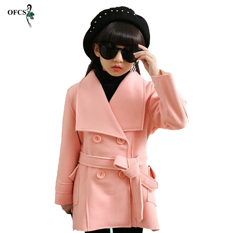 

OFCS New Girl Jacket Coat Children Windbreaker Lapel Button Casual Fashion Windbreaker Girls Spring Autumn Kids Jacket 5-15Years