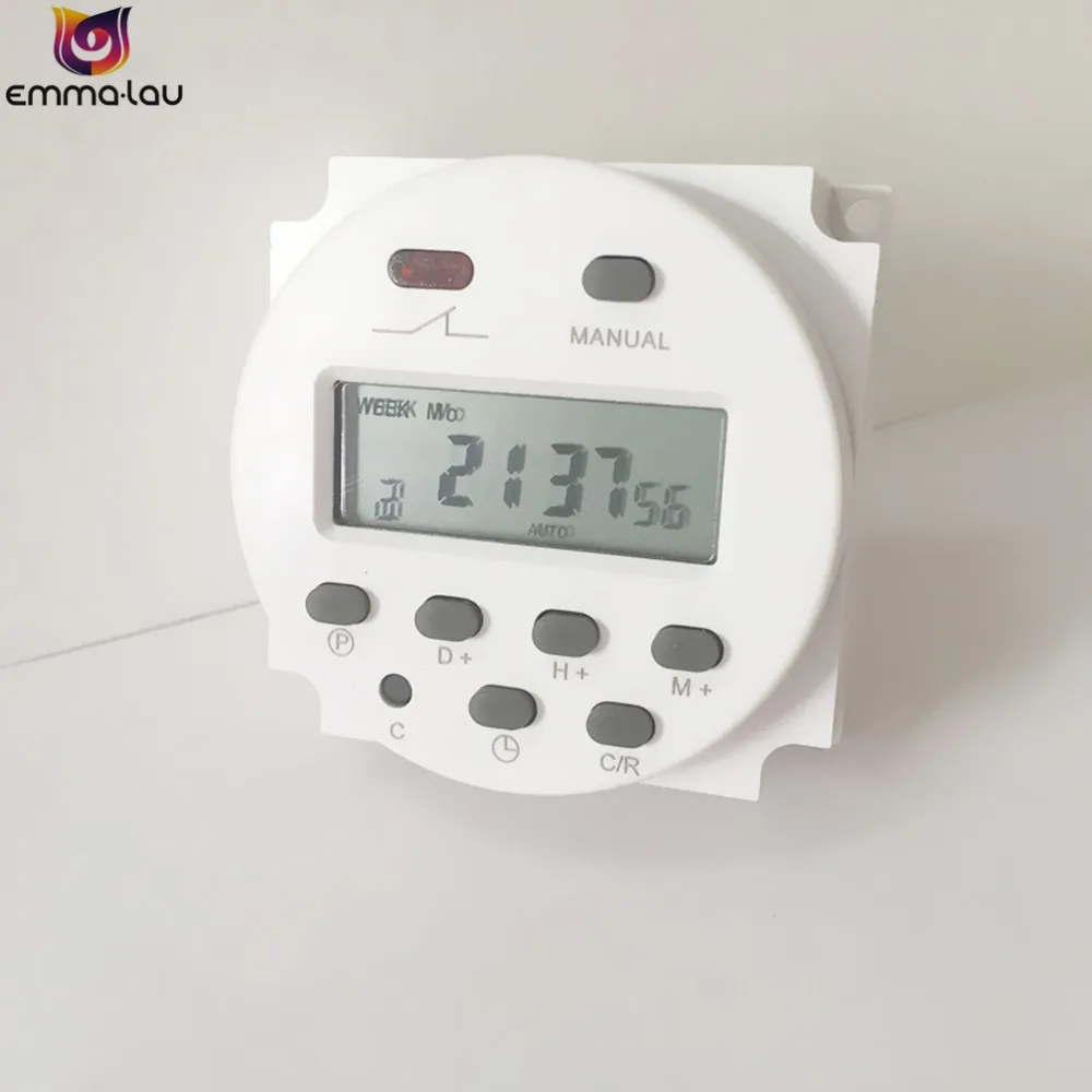 AC 110V Цифровой ЖК-электронный ежедневный Еженедельный Программируемый таймер 220 В 110 В 24 в 12 В AC DC Автоматическое включение/выключение реле времени переключатель с Чехол - Цвет: AC 110V