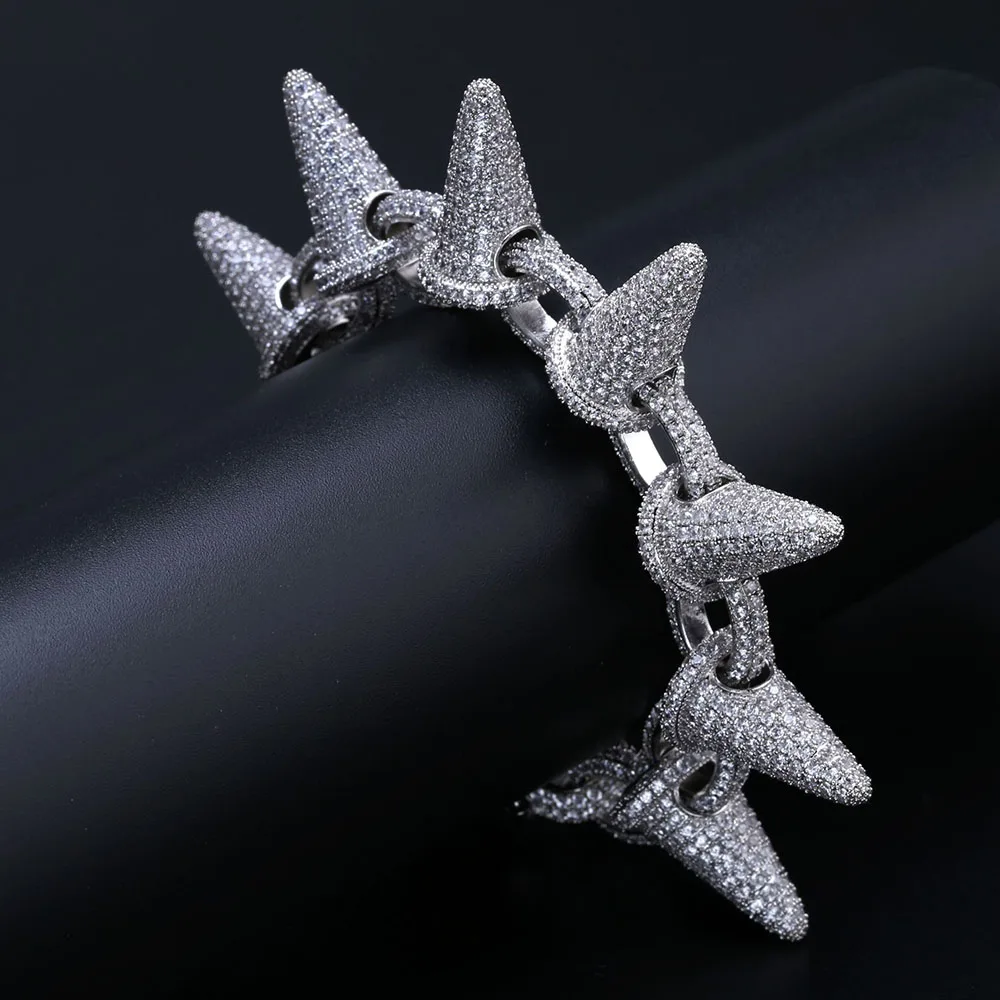 Роскошная Рок Мода Iced Out заклепочные шипы браслеты микро проложить Bling Циркон хип хоп браслеты золотые серебряные подарки для мужчин и женщин