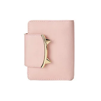 Pink Wallet Корейский милый кот аниме кожаный тонкий мини кошелек с кисточками, женский маленький клатч, женский кошелек, держатель для карт, сумка в долларах - Цвет: Pink Wallet