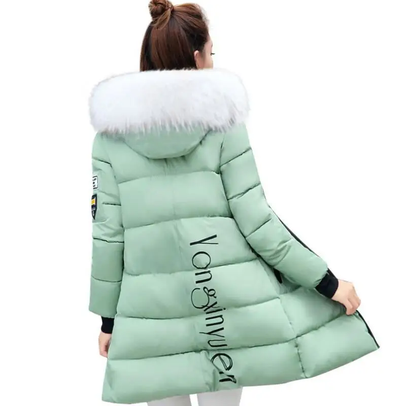 Fake Fox Fur Winter Collar Jacket Women Parka Coat Plus Size Female Long Warm Hooded Snow Wear Wadded Padded Lady | Женская одежда