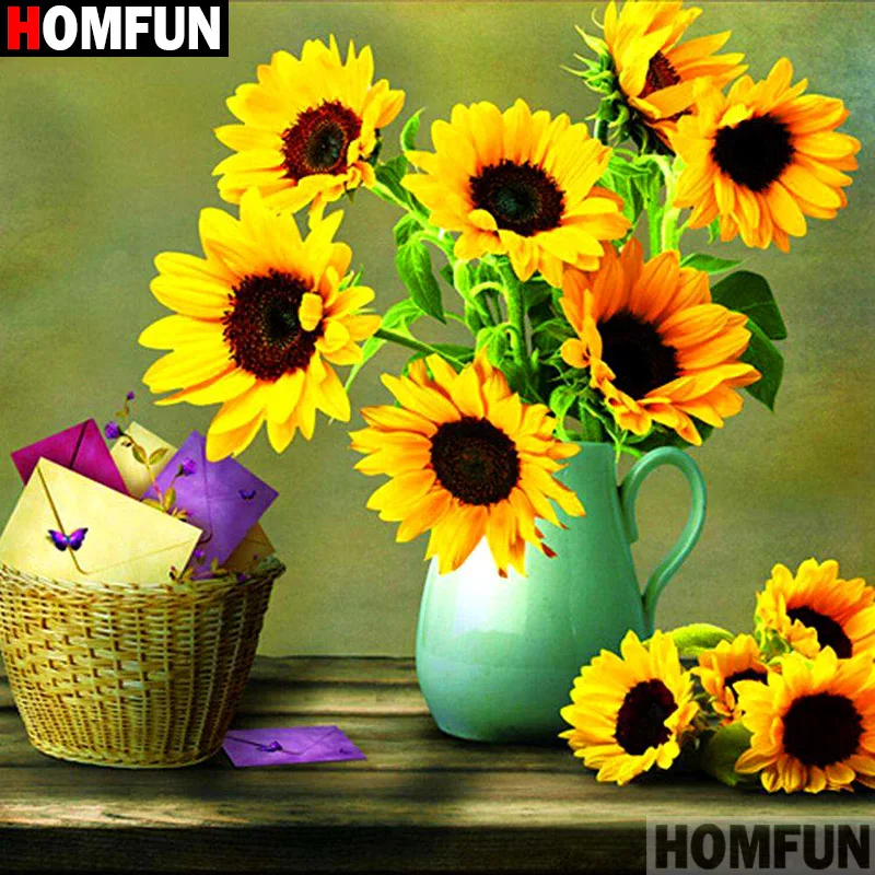 

Homfun Full Square/Round Drill 5D DIY Diamond Painting "sunflower" 3D Embroidery Cross Stitch Home Decor Gift A10974