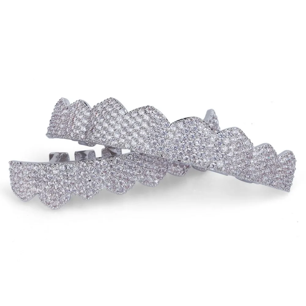 TOPGRILLZ Custom Fit Золото Серебро Цвет Iced Out хип-хоп ЗУБЫ Grillz микро Pave кубический циркон сверху и снизу зубы грили набор